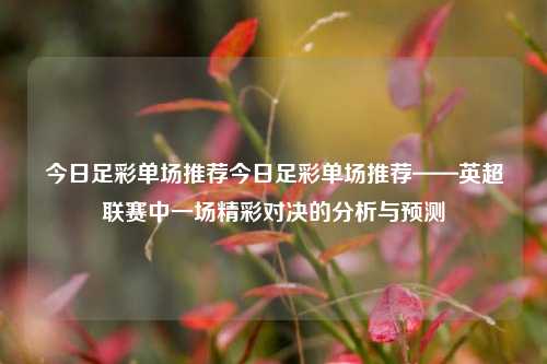 今日足彩单场推荐今日足彩单场推荐——英超联赛中一场精彩对决的分析与预测