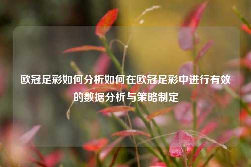 欧冠足彩如何分析如何在欧冠足彩中进行有效的数据分析与策略制定