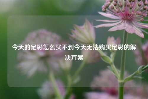 今天的足彩怎么买不到今天无法购买足彩的解决方案