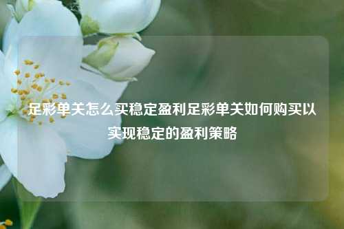 足彩单关怎么买稳定盈利足彩单关如何购买以实现稳定的盈利策略