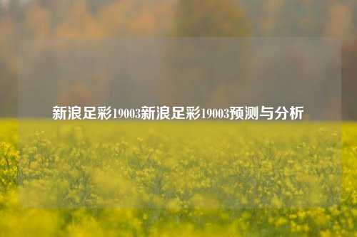 新浪足彩19003新浪足彩19003预测与分析