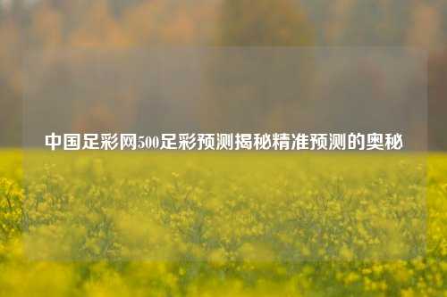中国足彩网500足彩预测揭秘精准预测的奥秘