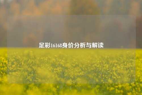 足彩16168身价分析与解读
