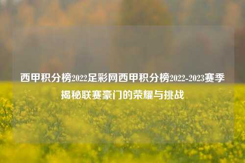 西甲积分榜2022足彩网西甲积分榜2022-2023赛季揭秘联赛豪门的荣耀与挑战